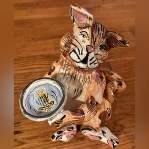 Heather Goldmine “Ginger Cat” Colorful Ceramic Cat Figurine, EUC